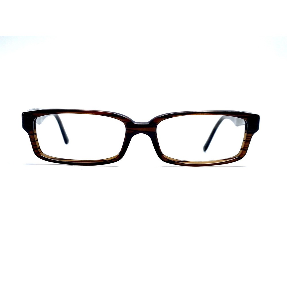 Prada Brown Wood Style Clear Silver Rectangular Glasses Italy VPR01M 52 15 140